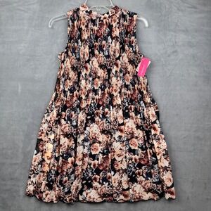 Xhilaration‎ Floral Pleated Mock Neck Sleeveless Dress Size S